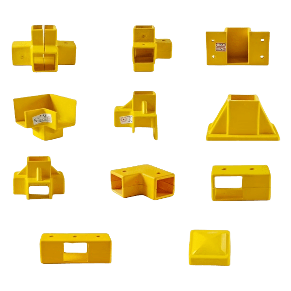 FRP/GRP HANDRAIL FITTINGS – Square Tubes Connecting and Securing Handrail Systems