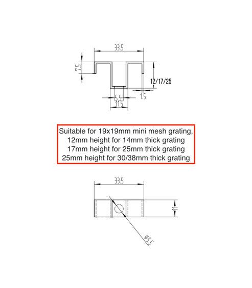 Stainless M Type Fixing clips for FRP grating – ESA GRATING