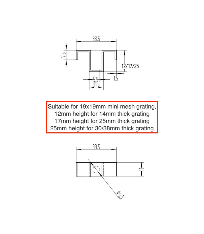 Stainless M Type Fixing clips for FRP grating – ESA GRATING
