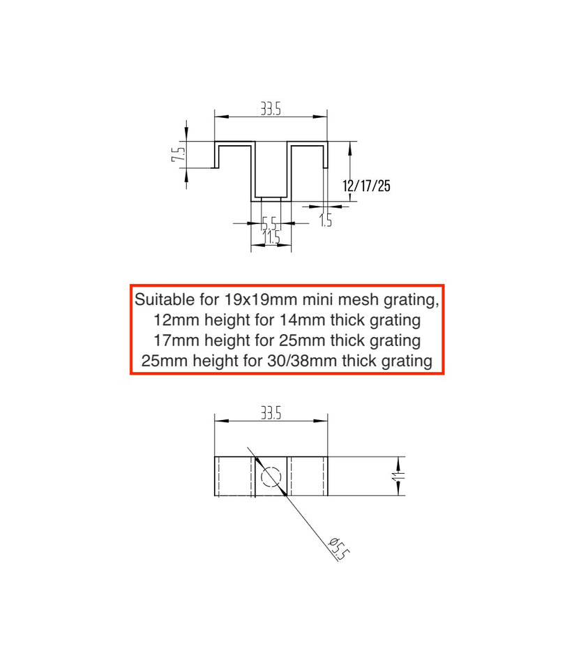 Stainless M Type Fixing clips for FRP grating – ESA GRATING