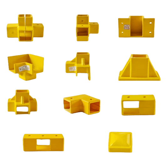 FRP/GRP HANDRAIL FITTINGS – Square Tubes Connecting and Securing Handrail Systems