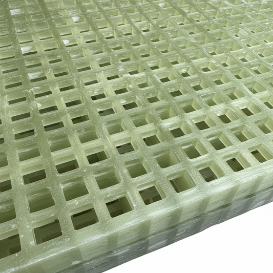 Transparent FRP grating close-up detail view
