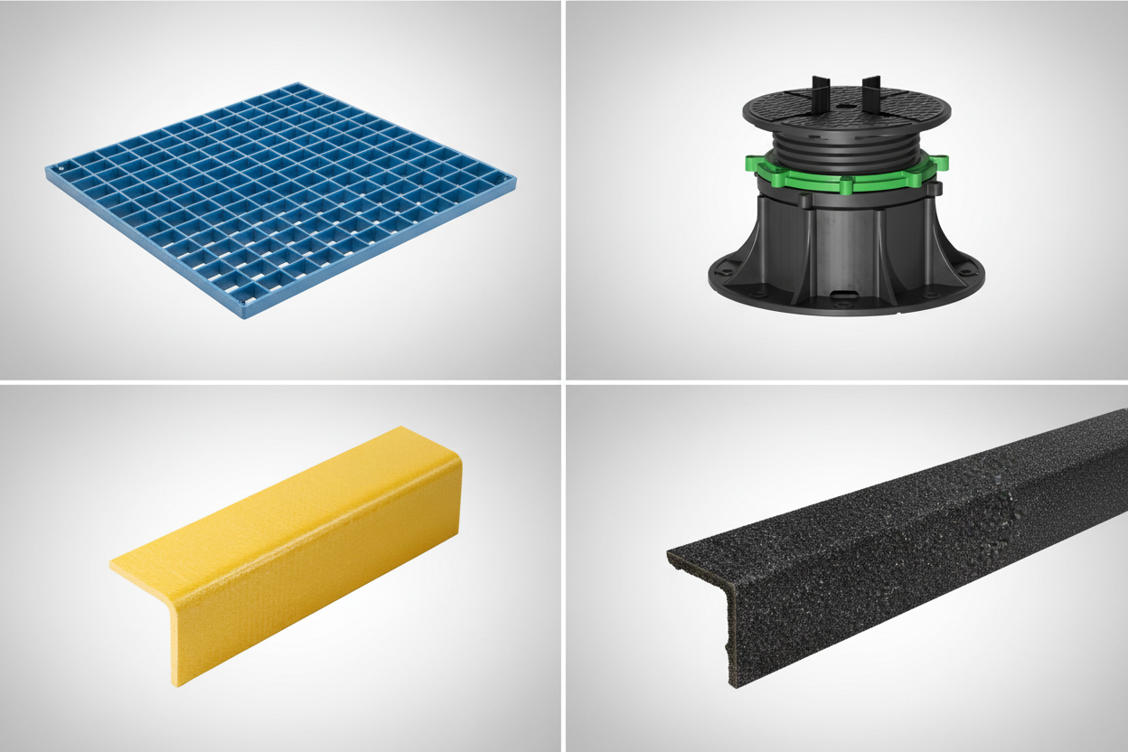 FRP grating angle stair nosing and pedestal