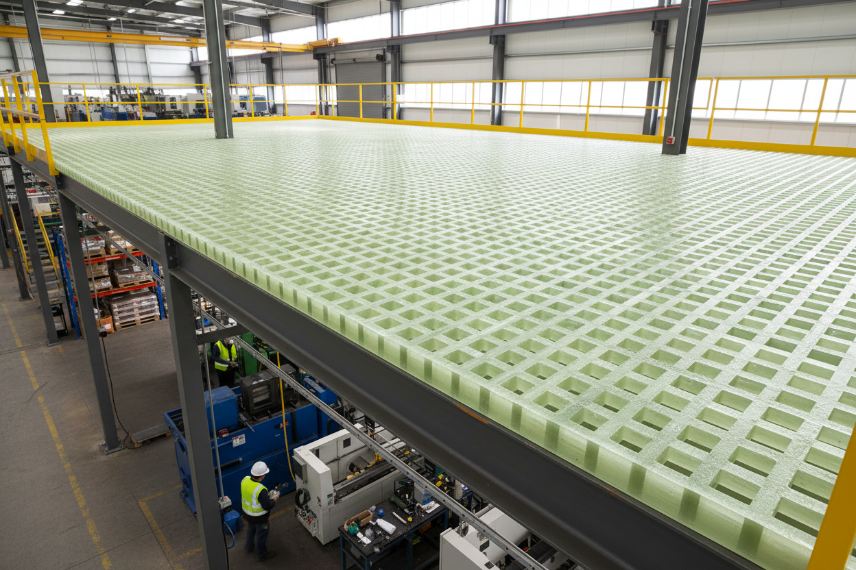 Transparent FRP grating warehouse mezzanine platform